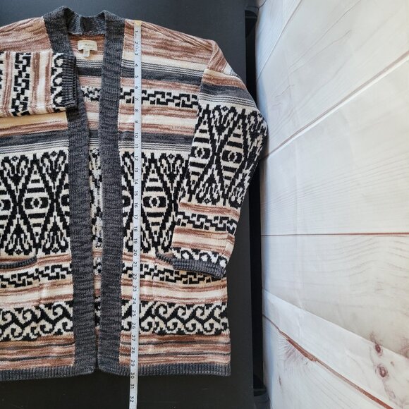 Buckle Lucky Brand Jacquard Boyfriend Open Front Knit Cardigan Sweater, Western - Picture 10 of 10